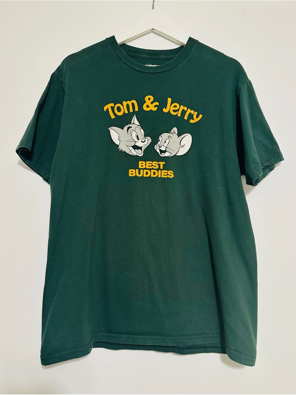 Tom & Jerry 'Best Buddies' Men’s Green Graphic Tee - Large